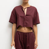 Leset - Yoko Short Sleeve Tie Top