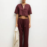 Leset - Yoko Short Sleeve Tie Top
