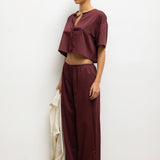 Leset - Yoko Short Sleeve Tie Top