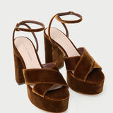 Loeffler Randall - Loretta Brown Velvet Platform Sandal