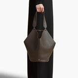 Khaite - Small Lotus Tote in Dark Brown Pebbled Leather