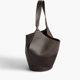 Khaite - Small Lotus Tote in Dark Brown Pebbled Leather