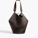 Khaite - Small Lotus Tote in Dark Brown Pebbled Leather
