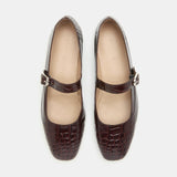 Le Monde Beryl - Mary Jane / Coco Brown Leather Croc Effect