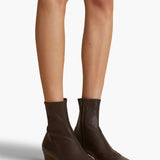 Khaite - Nevada Stretch Low Boot in Dark Brown Nappa Leather