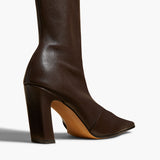 Khaite - Nevada Stretch High Boot in Dark Brown Nappa Leather
