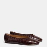 Le Monde Beryl - Regency Slipper / Coco Brown Croc Effect Leather
