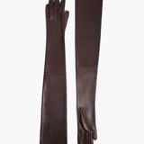 Khaite - Remo Long Gloves in Brown Leather