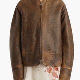Khaite - Ruban Jacket in Dark Brown Distresed Leather