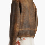 Khaite - Ruban Jacket in Dark Brown Distresed Leather