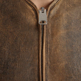 Khaite - Ruban Jacket in Dark Brown Distresed Leather