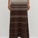 Faithfull - Casia Maxi Skirt Accordion Stripe Brown Beige