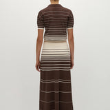 Faithfull - Sable Polo Shirt Accordion Stripe Brown Beige