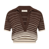 Faithfull - Sable Polo Shirt Accordion Stripe Brown Beige