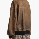 Khaite - Sandor Jacket in Dark Brown Distressed Leather