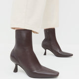 Loeffler Randall - Thandy Brown Leather Curved Heel Bootie
