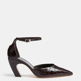 Le Monde Beryl - Victoria Pump / Coco Brown Leather Croc Effect