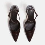 Le Monde Beryl - Victoria Pump / Coco Brown Leather Croc Effect