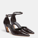 Le Monde Beryl - Victoria Pump / Coco Brown Leather Croc Effect