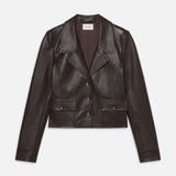 FRAME - The Leather Cuffed Jacket -- Dark Brown