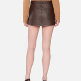 FRAME - The Leather Mini Skirt -- Dark Brown