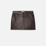 FRAME - The Leather Mini Skirt -- Dark Brown