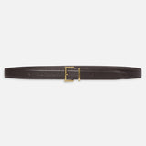 FRAME - The Leather Square Buckle Belt -- Dark Brown