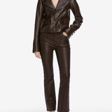 FRAME - The Leather Cuffed Jacket -- Dark Brown