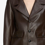 FRAME - The Leather Cuffed Jacket -- Dark Brown