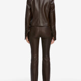 FRAME - The Leather Cuffed Jacket -- Dark Brown