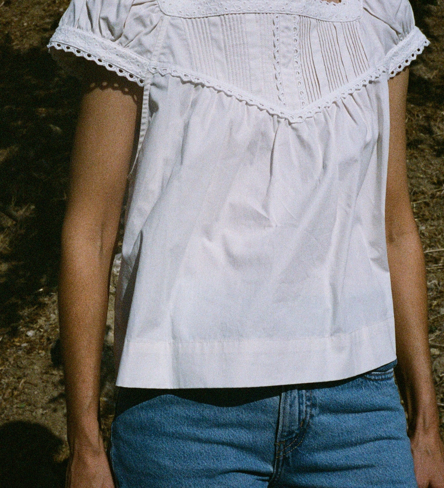 Ciao Lucia - Camilla Top Ivory Cotton Poplin