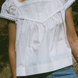 Ciao Lucia - Camilla Top Ivory Cotton Poplin