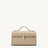SAVETTE - Symmetry Pochette in Bone Grained Leather w/ Hand Stitch