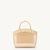 SAVETTE - Small Tondo Tote in Ecru Mesh with Smooth Leather Trim