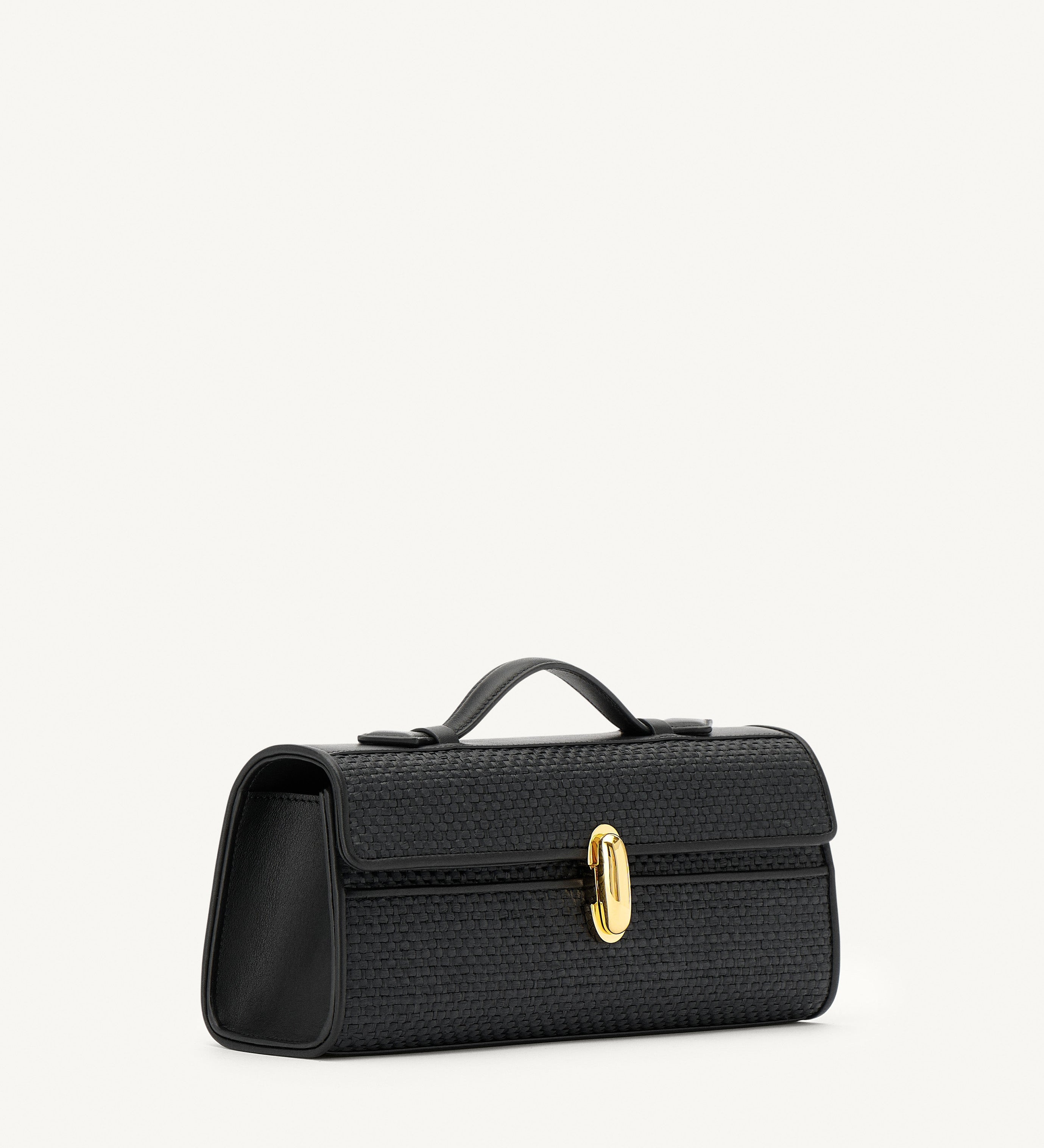 SAVETTE - Slim Symmetry Pochette in Black Raffia