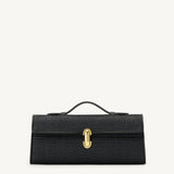 SAVETTE - Slim Symmetry Pochette in Black Raffia