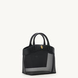 SAVETTE - Small Tondo Tote in Black Mesh with Smooth Leather Trim