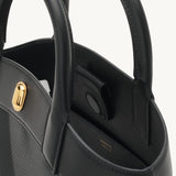 SAVETTE - Small Tondo Tote in Black Mesh with Smooth Leather Trim