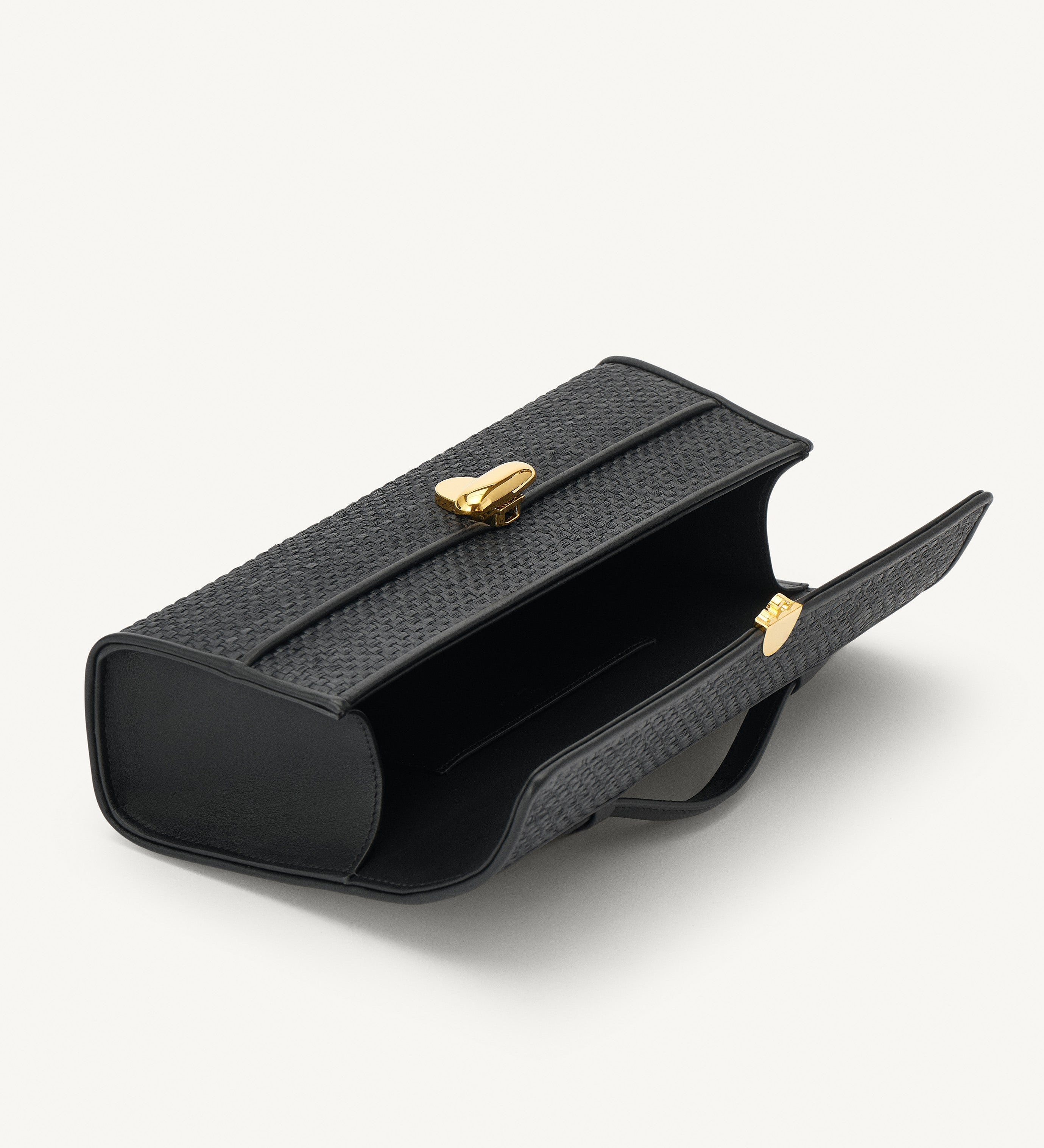 SAVETTE - Slim Symmetry Pochette in Black Raffia