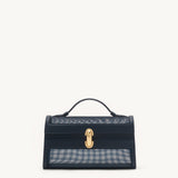 SAVETTE - Symmetry Pochette in Navy Mesh with Smooth Leather Trim