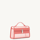 SAVETTE - Symmetry Pochette in Camellia Mesh with Smooth Leather Trim