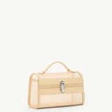 SAVETTE - Symmetry Pochette in Ecru Mesh with Smooth Leather Trim