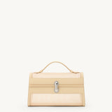 SAVETTE - Symmetry Pochette in Ecru Mesh with Smooth Leather Trim