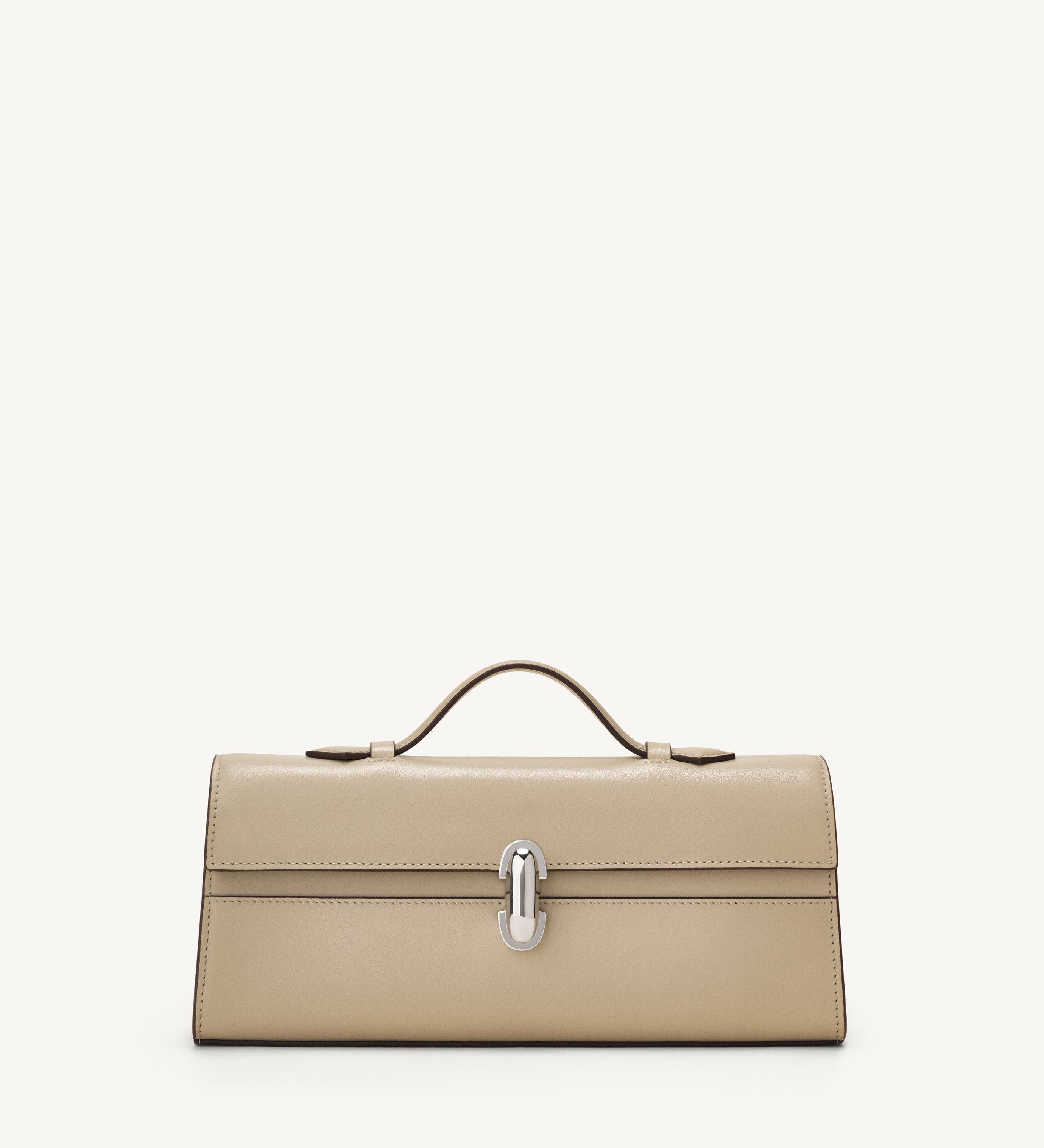 front view of the Slim Symmetry Pochette handbag in Bone leather 