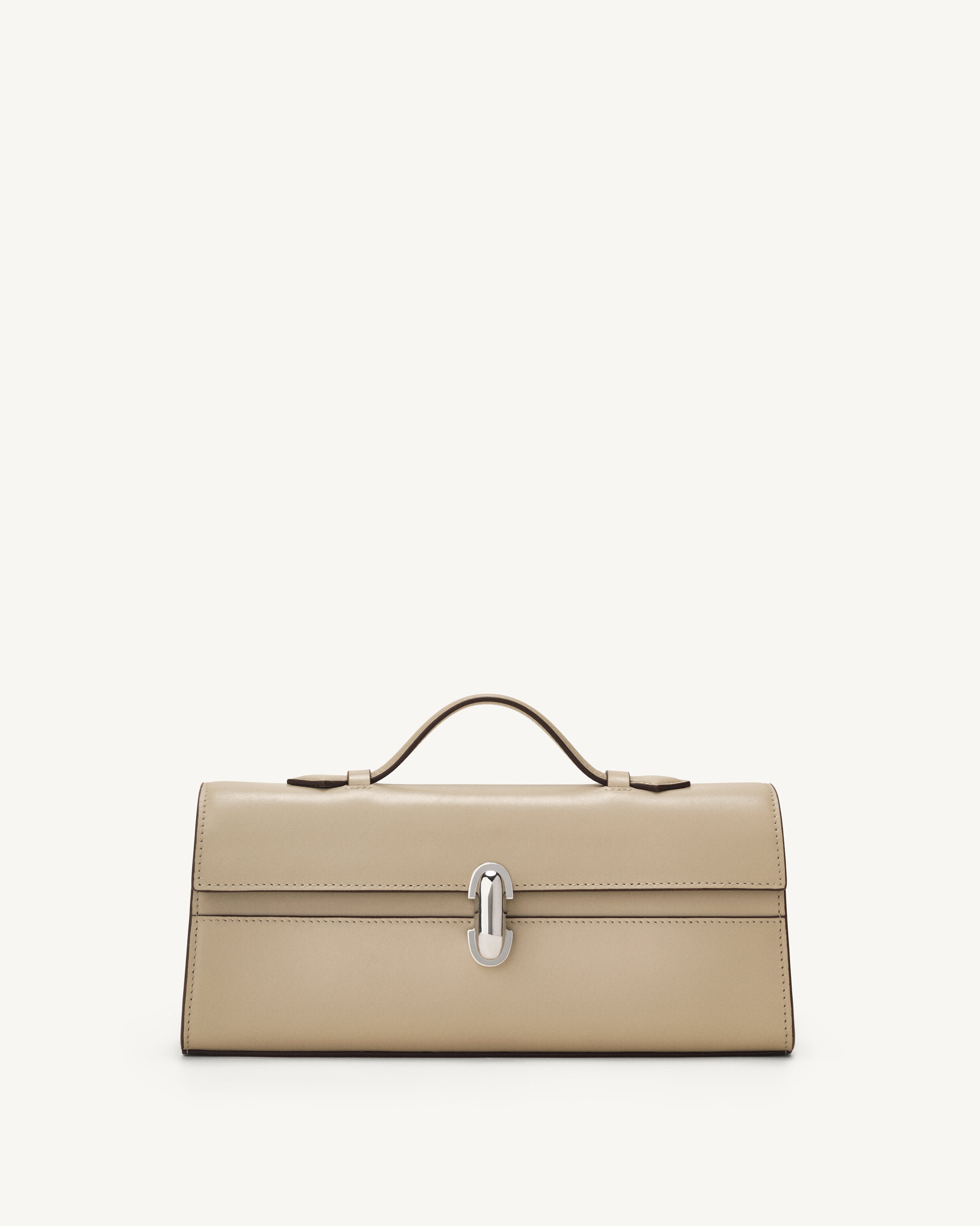 front view of the Slim Symmetry Pochette handbag in Bone leather 