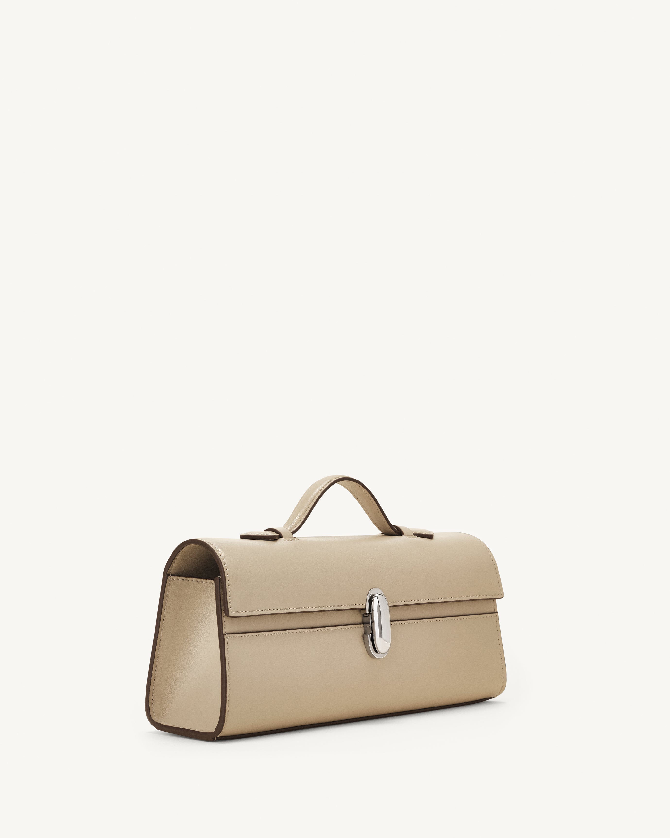 side view of the Slim Symmetry Pochette handbag in Bone leather 