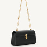SAVETTE - Symmetry Chain Pochette in Black Leather