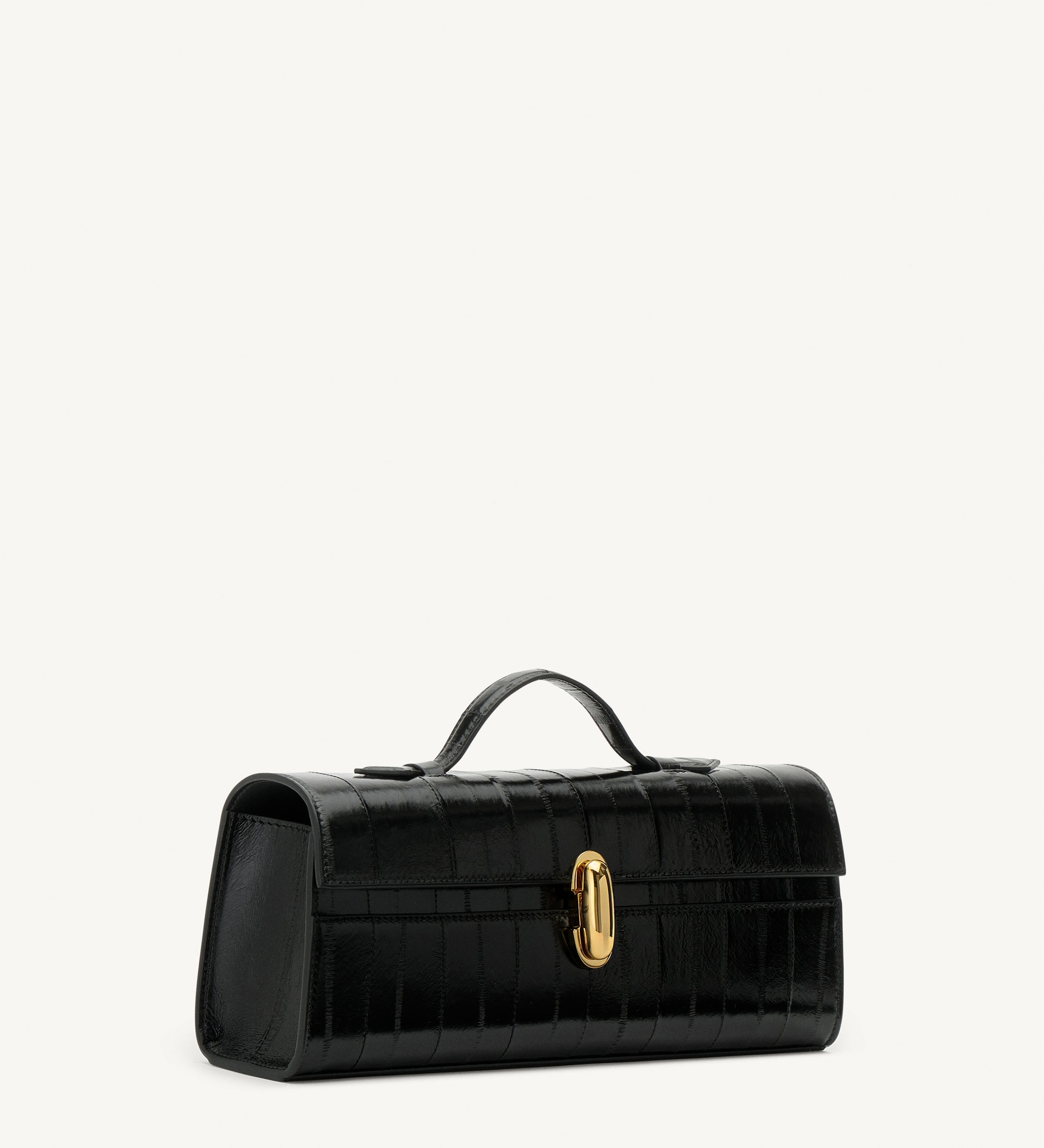 SAVETTE - Slim Symmetry Pochette in Black Eel