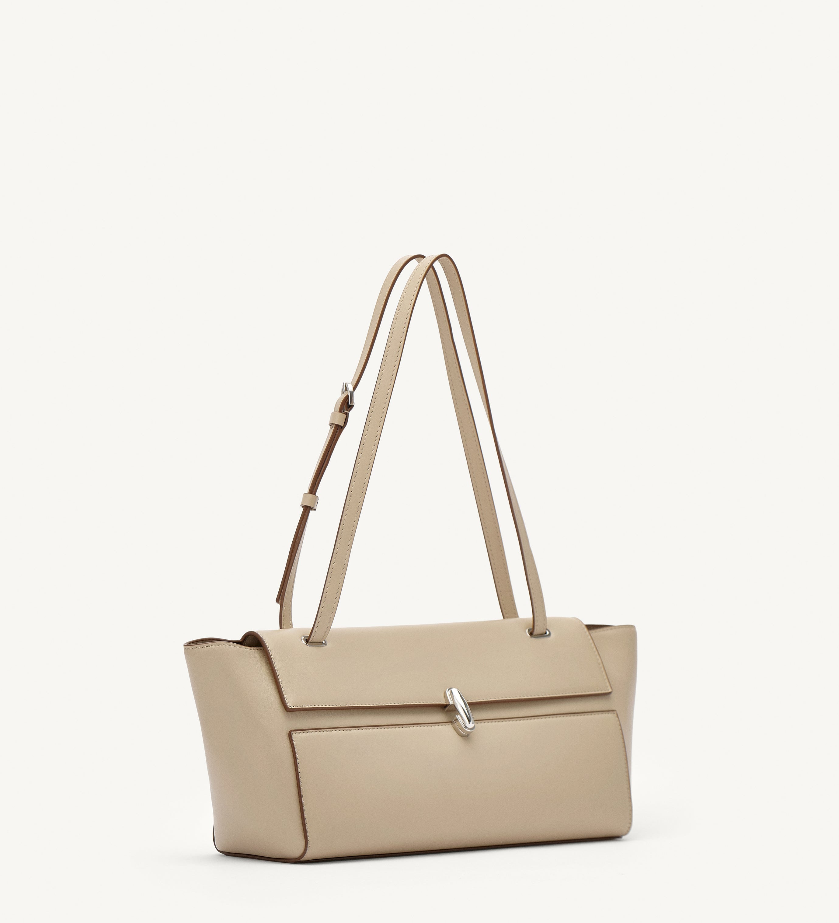 SAVETTE - Trapeze Shoulder Bag in Bone Leather