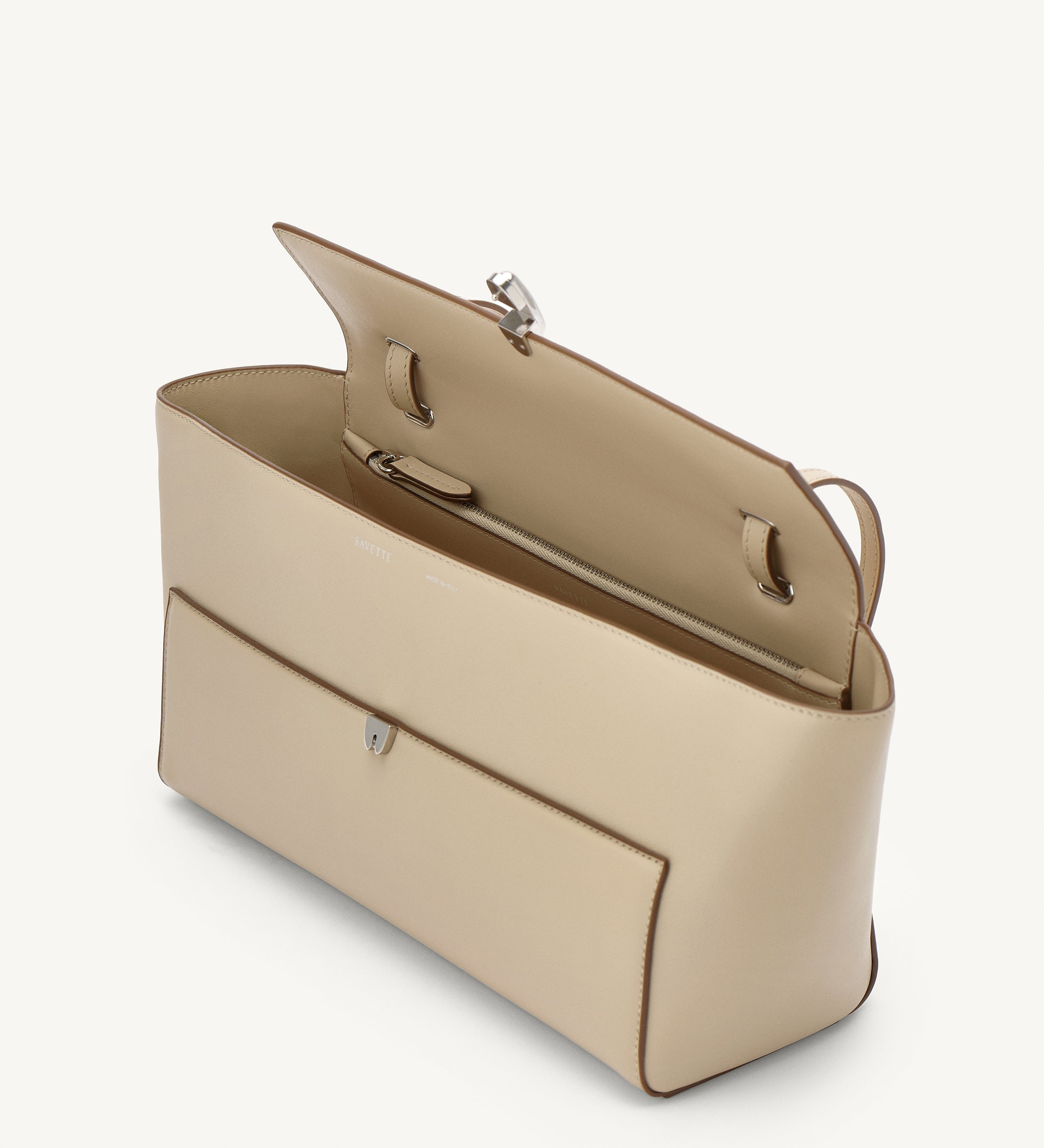 SAVETTE - Trapeze Shoulder Bag in Bone Leather